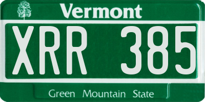 VT license plate XRR385