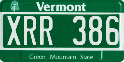 VT license plate XRR386