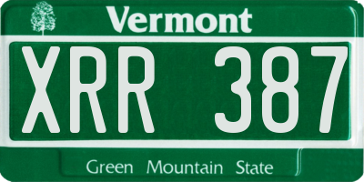 VT license plate XRR387