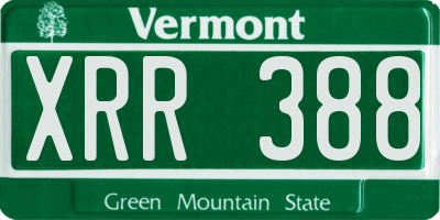 VT license plate XRR388