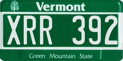 VT license plate XRR392