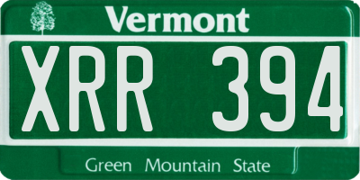 VT license plate XRR394