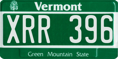 VT license plate XRR396