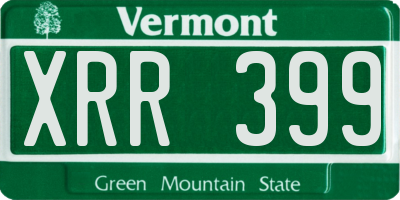 VT license plate XRR399