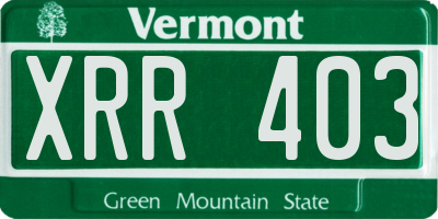 VT license plate XRR403