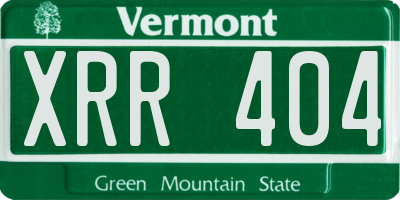 VT license plate XRR404