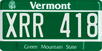VT license plate XRR418