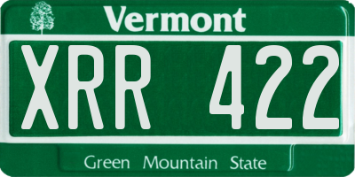 VT license plate XRR422