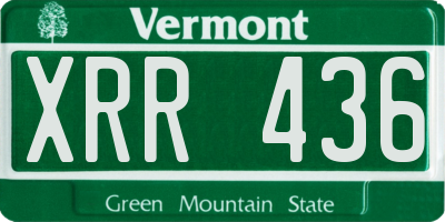 VT license plate XRR436