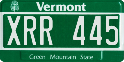 VT license plate XRR445