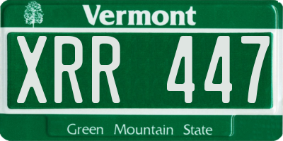 VT license plate XRR447