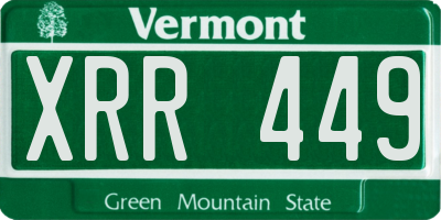 VT license plate XRR449
