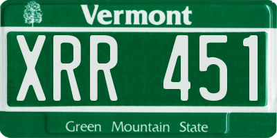 VT license plate XRR451