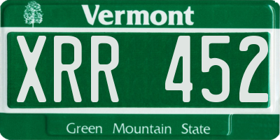 VT license plate XRR452