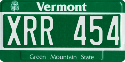 VT license plate XRR454