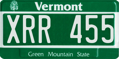 VT license plate XRR455