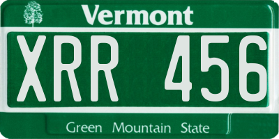 VT license plate XRR456