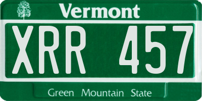 VT license plate XRR457