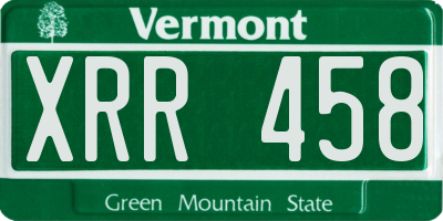 VT license plate XRR458