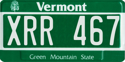 VT license plate XRR467