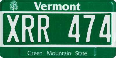 VT license plate XRR474