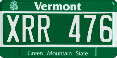 VT license plate XRR476