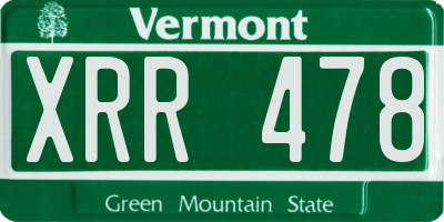 VT license plate XRR478