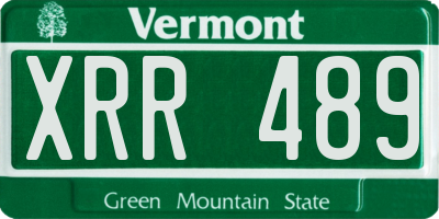 VT license plate XRR489