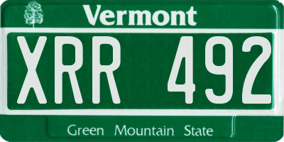 VT license plate XRR492