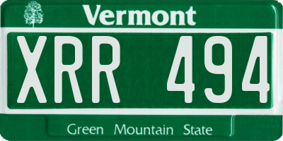 VT license plate XRR494