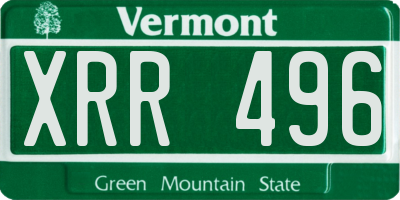 VT license plate XRR496