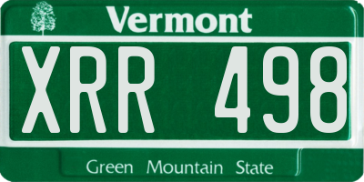 VT license plate XRR498