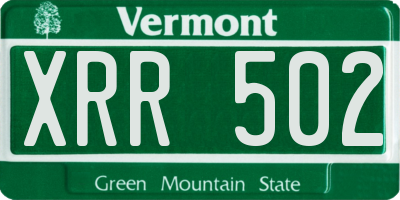 VT license plate XRR502