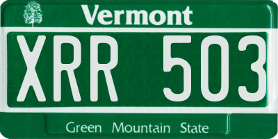 VT license plate XRR503