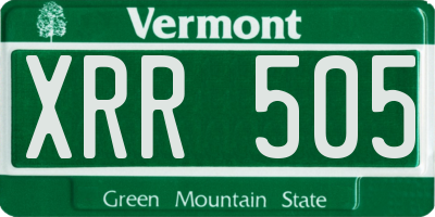 VT license plate XRR505