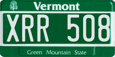 VT license plate XRR508