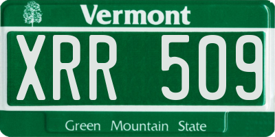 VT license plate XRR509