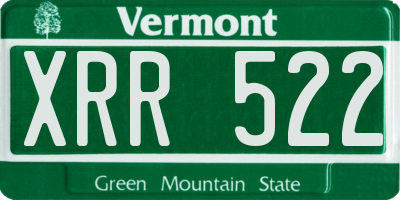 VT license plate XRR522