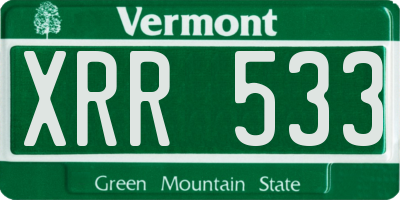 VT license plate XRR533
