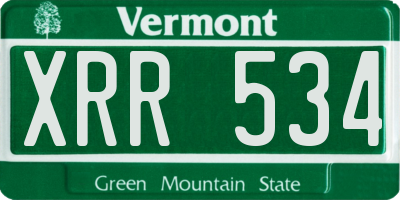 VT license plate XRR534