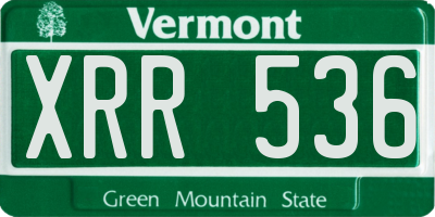 VT license plate XRR536