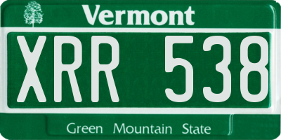 VT license plate XRR538