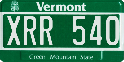 VT license plate XRR540