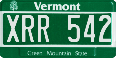 VT license plate XRR542