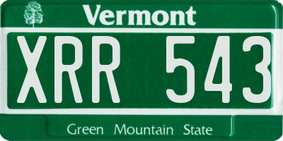 VT license plate XRR543