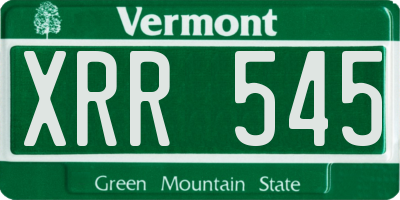 VT license plate XRR545