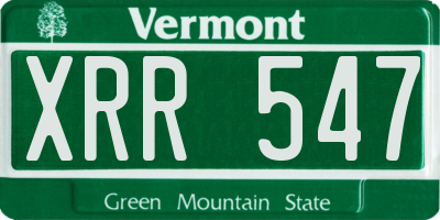 VT license plate XRR547