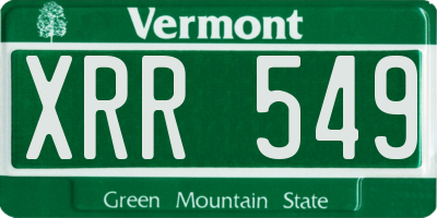 VT license plate XRR549
