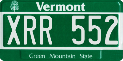 VT license plate XRR552