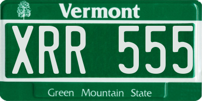 VT license plate XRR555